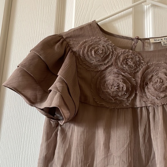 Black rainn taupe sheer blouse - Picture 3 of 5